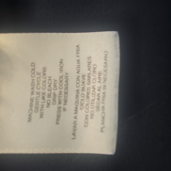 Anne Klein Navy Blue Blouse with White Trim gold Zipper Tabbed Sleeves Large - Picture 15 of 15